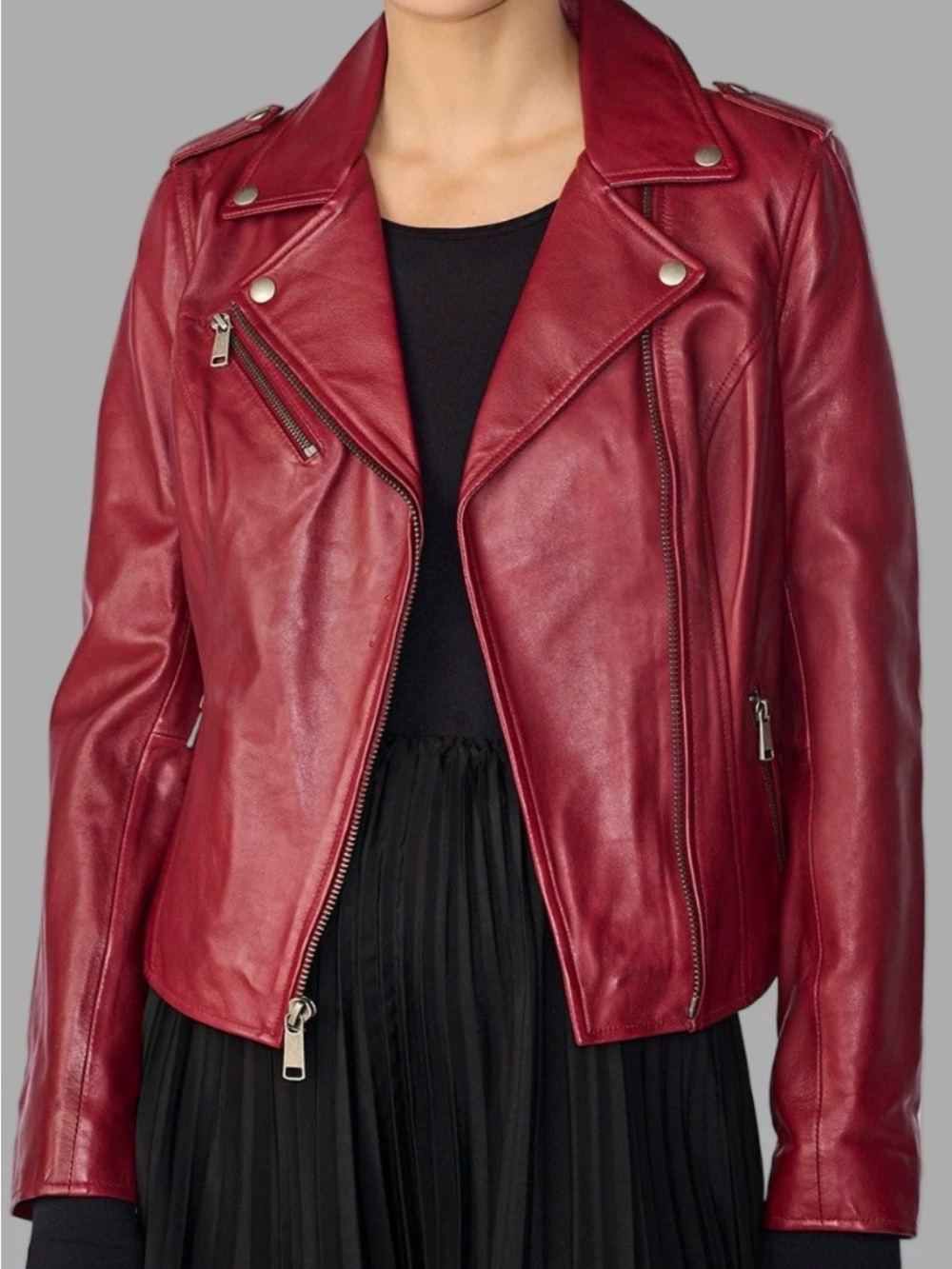 WILSONS LEATHER • Women’s Red Leather Moto Jacket • Size XL • Never Worn